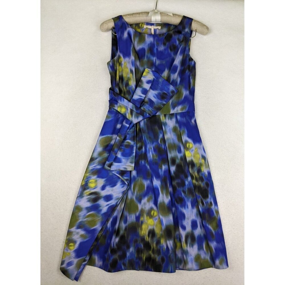Halston Heritage Women's Purple Print A-Line Fit & Flare Midi Size 4